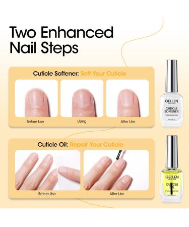 Gellen Cuticle Oil & Softener - 2 Pcs 18ml Nail Care Kit | Cuticle Remover & Strengthener for Gel Polish Manicure Essentials - Buy Online on GoSupps.com