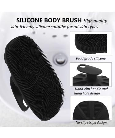 YEADMAL Exfoliating Silicone Body Scrubber 2 Pack - Bath Shower Brush for Men Women - Cleansing & Massaging Body - Removes Dirt and Dead Skin Cells - Ideal for Oily and Sensitive Skin - Black + Dark Blue - Buy Online on GoSupps.com