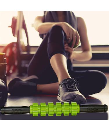 Relaxdays Massage Roller with Handle Trigger Point Self-Massage for Neck Back & Legs | Muscle Fascia Roller in Black-Green - Buy Online on GoSupps.com
