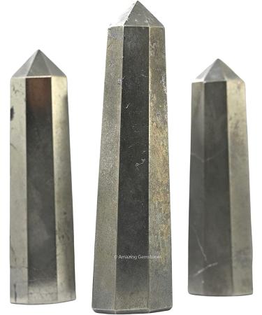Pyrite Crystal Tower 2-3 Inch - Natural Healing Point Obelisk for Reiki Grid - 1 Pc - Buy Online on GoSupps.com