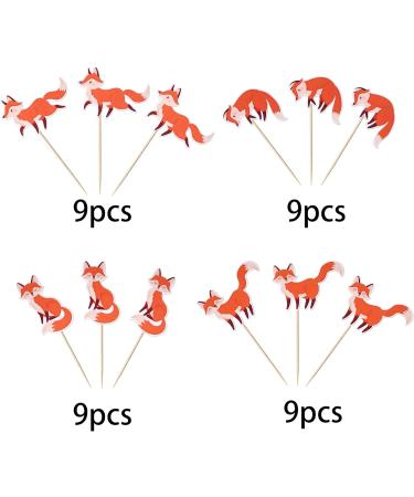 36 Pieces Fox Cupcake Toppers - Wild Animal Birthday Decorations & Muffin Decor for Baby Showers - Buy Online on GoSupps.com