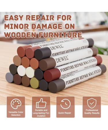 DEWEL Wood Filler Sticks - 18 Color Wood Wax Crayon Kit for Scratch & Furniture Repair | International Shipping Available - Buy Online on GoSupps.com