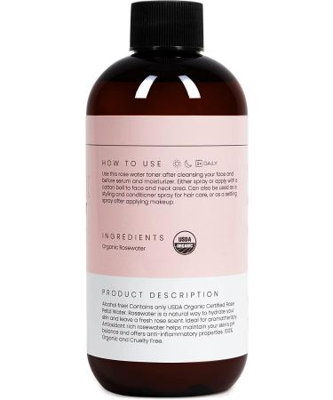 Natural Rose Water Spray for Face & Hair - 100% Organic Toner & Makeup Remover - Hydrating Anti-Aging Mist by Simplified Skin (8 oz) - Buy Online on GoSupps.com