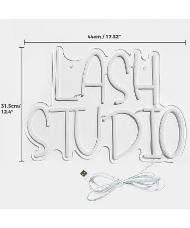 Lash Studio Neon Sign - LED Light for Salon & Beauty Studio Decor (White) - Buy Online on GoSupps.com