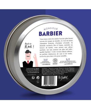100% Natural & French Shaving Soap from Monsieur BARBIER | Black Edition TONKA | The Traditional Shaving Soap par excellence | Made with Shea Butter and Coconut | ORGANIC and VEGAN | 150mL - Buy Online on GoSupps.com