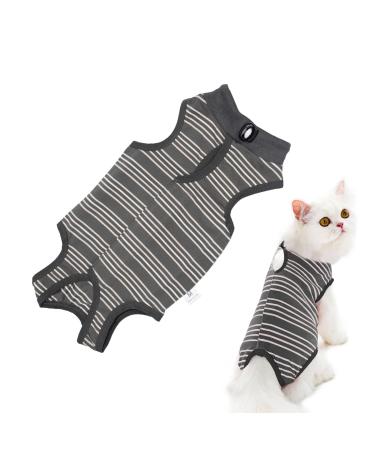 Clrybo Katzenbody after op anti-trim cat professional recovery suit dog cat clothing after castration alternative surgical recreational suit for abdominal wounds or skin diseases striped-gray small