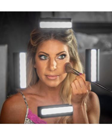 Leopara Makeup Lighting System - Set of 4 Portable LED Vanity Lights | Wireless & Rechargeable | Bright Lighting for Any Mirror | Leopard Lux Travel Case - Buy Online on GoSupps.com