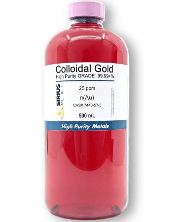 True Colloidal Gold 25 ppm - 99.99+% Purity - 500 mL Glass Bottle - USA Made - Buy Online on GoSupps.com