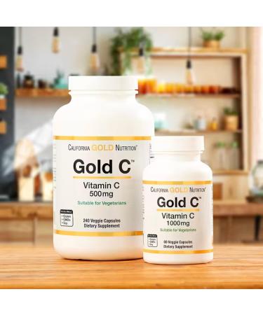 Gold C USP Grade Vitamin C Compatible With California Gold Nutrition 1 000 mg 60 Capsules + Bonus Pill Organizer Weekly Pill Organizer Mini - Buy Online on GoSupps.com