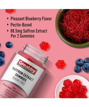 GREABBY Saffron Gummies - Sugar Free Appetite Control Supplement with Rhodiola Rosea - Organic Vegan Non-GMO - 60 Gummies - Buy Online on GoSupps.com