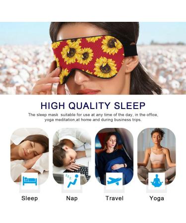 Haskirky Light Blocking Eye Mask - Breathable & Adjustable for Men and Women | Perfect for Travel, Yoga, Meditation, Office & Deep Sleep - Red Sunflower Design - Buy Online on GoSupps.com