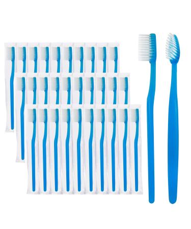 FKYzixeh Blue Handle Toothbrushes Individually Wrapped Disposable Toothbrush Bulk for Hotel Airb&b and Homeless Care (50 Pack)
