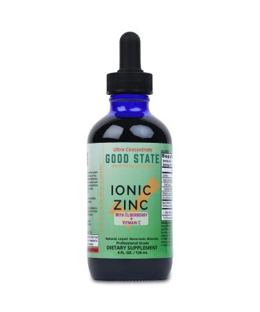 Ionic Zinc & Elderberry + Vitamin C - 4 oz Glass Bottle - 4 mL per Serving