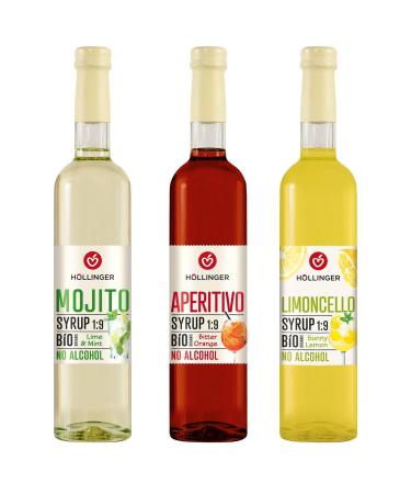 H llinger Lot de 3 Sirops Bio Sans Alcool Mojito Citron Vert & Menthe Aperitivo Orange Am re Limoncello Citron 500ml Chacun Ratio 1:9