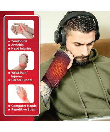 ELEKHEAL Hand & Wrist Heating Pad Wraps - Auto Shut Off Therapy for Carpal Tunnel, Arthritis, Tendonitis, Joint Pain - Medium Size - Buy Online on GoSupps.com