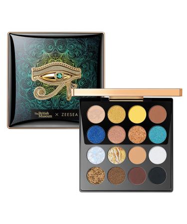 ZEESEA The British Museum Egypt Collection Eyeshadow Shimmer Matte Glitter (#06 EYE OF HORUS) 16 Colors Eyeshadow Palette