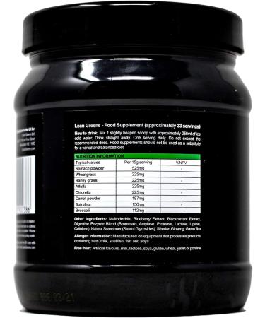 Lean Greens Super Greens Powder - 500g - Detox Blend of Wheatgrass, Spirulina & Vegetables - Sneak More Veggies into Your Day in 30 Seconds - Buy Online on GoSupps.com