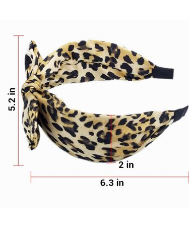 Hodooly Leopard Print Knot Headbands - 2 Piece Rabbit Ear Bow Turban Hair Hoops for Women and Girls - Buy Online on GoSupps.com