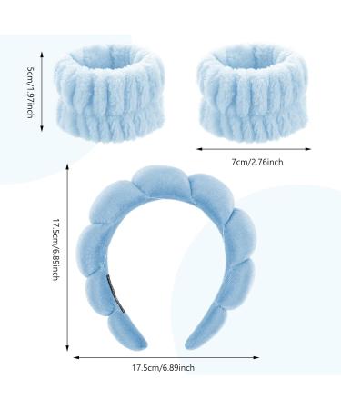 Sibba 3pcs Soft Sponge Spa Headband Set for Women | Terry Fabric Makeup & Face Washing Headbands | Ideal for Yoga Sport & Shower (Blue) - Buy Online on GoSupps.com