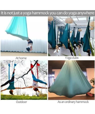 Aerial Yoga Hammock Set 5M x 2.8M | 5.5 Yards Silk Swing with 2000 Ibs Load - Blue | Includes Daisy Chain & Pose Guide | Aerial Pilates Equipment - Buy Online on GoSupps.com