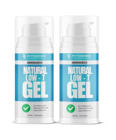 Androgenesis Natural Low-T Support Gel - T Booster for Men - Muscle Recovery, Energy Booster, Healthy Aging, Blue, Pack of 2