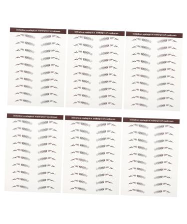 Beatifufu 6pcs Eyebrow Stickers Makeup Brow Sticker Imitation Eyebrow Sticker Hair Water Transfer Paper 6X1X0.1CM Brown