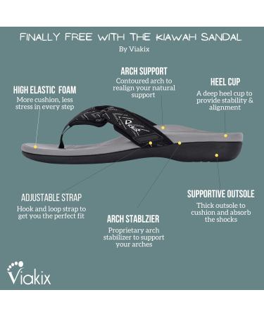Viakix Orthotic Sandals for Women - Arch Support Sandals for Plantar Fasciitis - Black Stripe, Size 9 - Buy Online on GoSupps.com