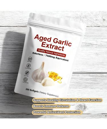 Shrandi Elare Aged Garlic Extract 7500mg Odorless - Organic Aged Garlic Extract Capsules for Heart & Immune Antioxidant Supplements Non-GMO Gluten-Free Vegetarian 300 Softgels - Buy Online on GoSupps.com