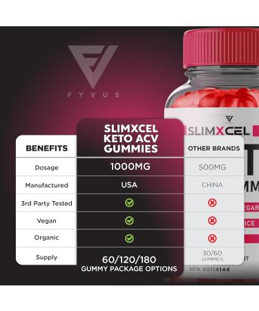 (2 Pack) SlimXcel Keto ACV Gummies SlimXcell Keto Gummies SlimXcel Apple Cider Vinegar Weight Management Support SlimXcel Maximum Strength Vitamin Fat Burner Keto Formula Supplement (120 Gummies) - Buy Online on GoSupps.com