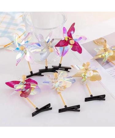 Windmill Sequins Hair Clips - Colorful Glitter Pinwheel Hair Clamp | Colorful Pinwheel Hair Bows Cartoon Random Accessories for Birthday Holiday - Buy Online on GoSupps.com