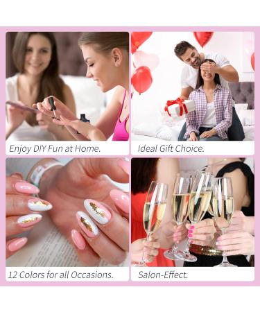 Phoenixy Gel Nail Polish Starter Kit - 12 Colors Soak Off Set with Nail Lamp, 8ml Gel Nail Kit Gift for Women - Light Coral and Blue Series - Buy Online on GoSupps.com