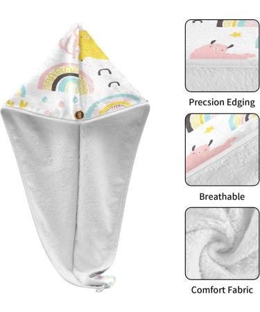Llamas with Rainbows Quick Dry Hair Cap Set | 2-Piece Super Absorbent Towel & Button Headband | Soft & Comfortable for All Hair Types - Buy Online on GoSupps.com