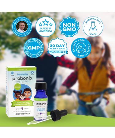 Probonix Advanced Kids Probiotic - Extra-Strength Organic Liquid Probiotic for Children | Combat Chronic Diarrhea, Constipation, and IBS | 8 Probiotic Strains | 1 Month Supply - Grape - Buy Online on GoSupps.com