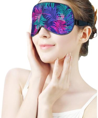 Neon Tropical Palm Leaf Sleep Mask - Adjustable Eye Cover for Sleeping & Travel - Buy Online on GoSupps.com