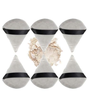REMEK Triangle Powder Puff | 6 Pcs Makeup Powder for Face Cosmetic Multi-purpose Powder Puff with Strap Makeup Tool Grey