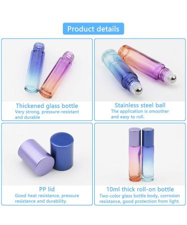 10ml Roll On Bottle Set - 10Pcs Gradient Glass Vials with Funnels & Droppers for Essential Oils & Perfumes | Purple & Blue Gradient - Buy Online on GoSupps.com