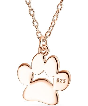 Initialee A-Z Pet Paw Pod Necklace - Rose & Yellow Gold .925 Sterling Silver Jewelry for Cats & Dogs | Perfect Gift for Women & Teens - Buy Online on GoSupps.com