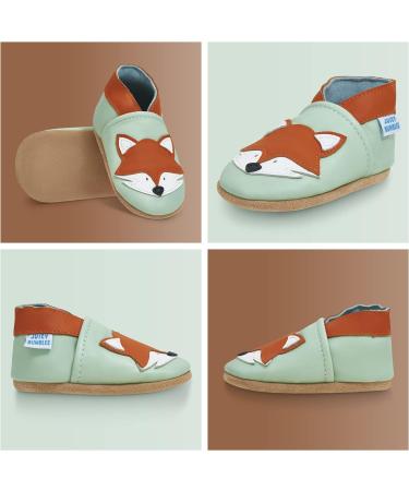 Soft Sole Baby Shoes - Leather Toddler Shoes for Baby Girl or Boy (6-12 Months) - Grey Fox Design - Buy Online on GoSupps.com