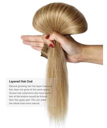 ROSEBUD Clip in Hair Extensions 12 27# Dark Blonde REMY Human Hair 8Pcs 18 Clips 60g/Set - Pack of 1 - Buy Online on GoSupps.com