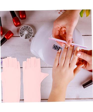 POPETPOP Nail Art Accessory 2 Pairs pink gloves sun gloves nail anti-uv gloves nail art supplies manicure gloves anti UV nail UV gloves UV protection gloves for manicure Nylon nail lamp 21x12x0.1cm As Shown1 - Buy Online on GoSupps.com