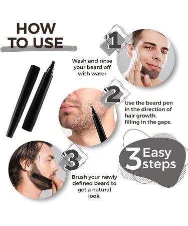Beard Pen 2Pcs - Waterproof & Sweatproof Men's Beard Pencil Filler for Shaping & Enhancing - Define & Sharpen Hair, Beard, Mustache & Eyebrows (Black) - Buy Online on GoSupps.com
