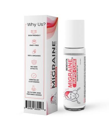 Migraine Relief Stick Roll-On Organic Natural Cruelty-Free Headache Relief Roll-On Peppermint Spearmint & Lavender Essential Oil Roller for Tension & Stress