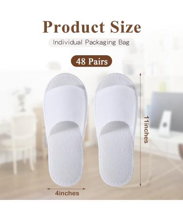 48 Pairs White Disposable Spa Slippers for Women Men - Non-Slip Guest Slippers for Hotel, Travel, Home, Party - Open Toe - Buy Online on GoSupps.com