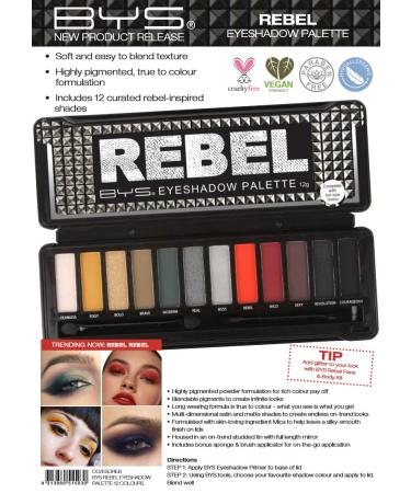 BYS Rebel Eyeshadow Palette - 12 Color Collection in Tin Kit | Highly Pigmented Matte & Metallic Shades for International Shipping - Buy Online on GoSupps.com