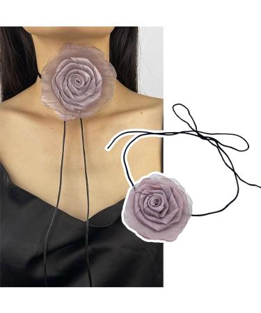 SOUTHJIELING Vintage Floral Choker Necklace - Chic Gothic Flower Neckband in Purple for Trendy Fashion - Buy Online on GoSupps.com