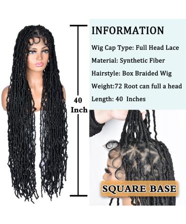 RunM 40Inch Faux Locs Braided Wig for Black Women - Soft Knotless Synthetic Lace Frontal Twist Wig (1B) - Buy Online on GoSupps.com