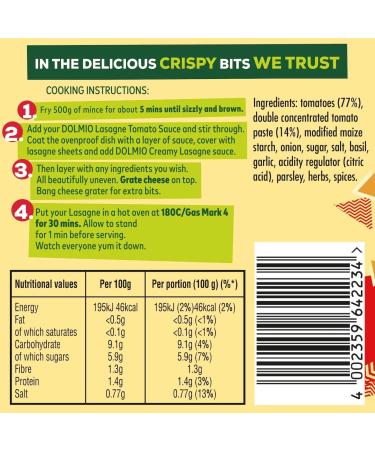 Dolmio Lasagne Red Tomato Sauce 500g - Authentic Italian Flavor (Pack of 1) - Buy Online on GoSupps.com