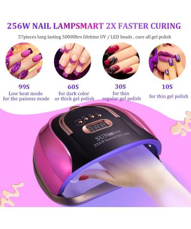 256W UV Gel Nail Lamp with 4 Timer Settings and 57 Lamp Beads - Fast Professional Dryer for Gel Nail Polish with Auto Sensor - Includes 7 Free Gifts - Buy Online on GoSupps.com
