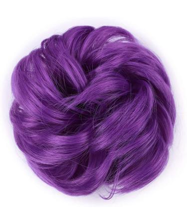 Synthetic Messy Hair Bun Scrunchie Updo in Purple - Bridal & Wedding Hairpiece for Women & Kids - Buy Online on GoSupps.com