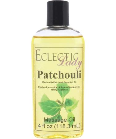 All Natural Patchouli Massage Oil 4 oz 100% Natural Ingredients with Sweet Almond & Jojoba Oil Relaxing Scent for Men & Women 4 Ounce